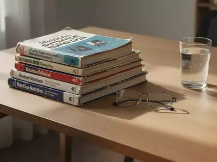 Ein minimalistischer Schreibtisch mit medizinischen Fachbüchern, einer Lesebrille und einem Glas Wasser in hellem Tageslicht. - Foto: über boerse-global.de