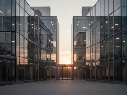 Moderne Büroarchitektur in der Abenddämmerung als Symbol für langfristige wirtschaftliche Planung und Unternehmenssteuern. - Foto: über boerse-global.de