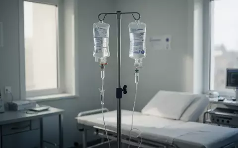 Ein leerer Infusionsständer in einem modernen, sterilen Behandlungsraum. - Foto: über boerse-global.de