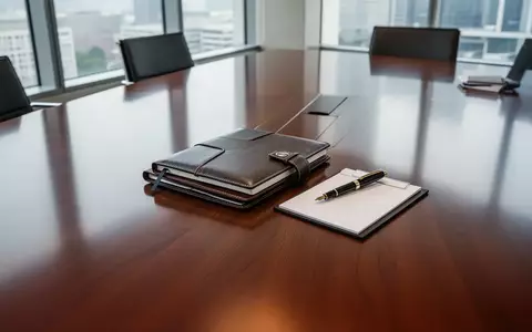 Ein leerer, moderner Konferenztisch mit hochwertigen Notizbüchern in einem hellen Bürogebäude. - Foto: über boerse-global.de