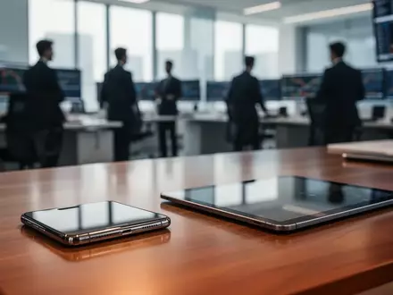 Ein moderner, professioneller Arbeitsplatz im Finanzsektor mit unscharfen Silhouetten im Hintergrund. - Foto: über boerse-global.de