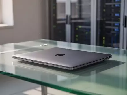 Ein geschlossener Laptop auf einem modernen Schreibtisch in einer hellen, professionellen Arbeitsumgebung. - Foto: über boerse-global.de