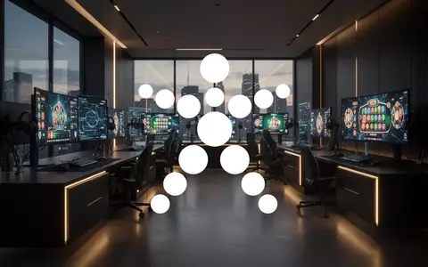 Abstrakte Darstellung einer modernen Glücksspiel- und Unterhaltungsumgebung mit goldenen Lichtakzenten. - Foto: über boerse-global.de