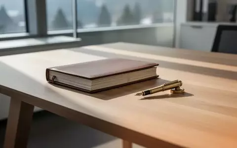 Ein minimalistischer Schreibtisch mit einem Notizbuch und einem Füllfederhalter bei natürlichem Lichteinfall. - Foto: über boerse-global.de
