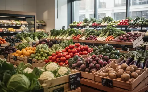 Frisches, regionales Gemüse in Holzkisten in einem modernen Supermarkt. - Foto: über boerse-global.de