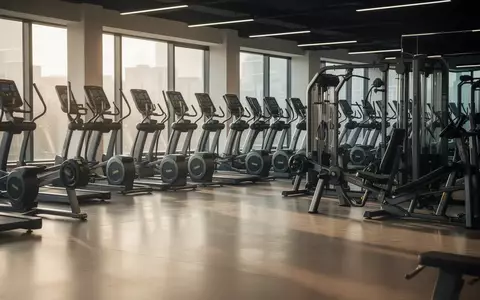 Leerer Fitnessraum mit modernen Trainingsgeräten in einer hellen, professionell beleuchteten Trainingshalle. - Foto: über boerse-global.de