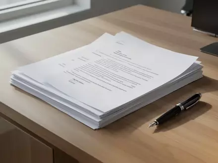 Stapel mit Steuerdokumenten und ein Füllfederhalter auf einem minimalistischen Bürotisch bei natürlichem Tageslicht. - Foto: über boerse-global.de