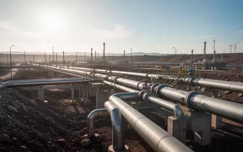 Moderne Erdgaspipeline in einer weitläufigen Industrielandschaft bei Tageslicht. - Foto: über boerse-global.de