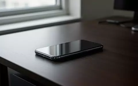 Ein Smartphone liegt auf einem dunklen Schreibtisch in einer büroähnlichen Umgebung. - Foto: über boerse-global.de