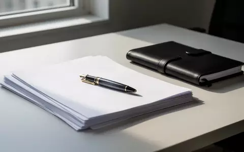 Ein minimalistischer Schreibtisch mit hochwertigen Dokumenten und einem Füllfederhalter bei natürlichem Tageslicht. - Foto: über boerse-global.de