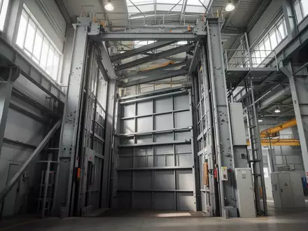 Industrieller Lastenaufzug in einem Fabrikgebäude mit stählerner Konstruktion bei natürlichem Lichteinfall. - Foto: über boerse-global.de