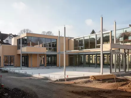 Ein moderner Schulerweiterungsbau auf einer Baustelle in einer deutschen Gemeinde. - Foto: über boerse-global.de
