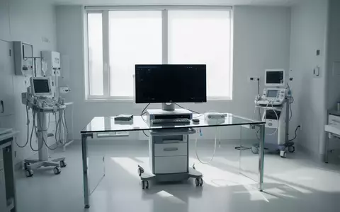 Ein moderner, steriler medizinischer Arbeitsplatz mit einem ausgeschalteten Monitor in einem hellen Behandlungsraum. - Foto: über boerse-global.de