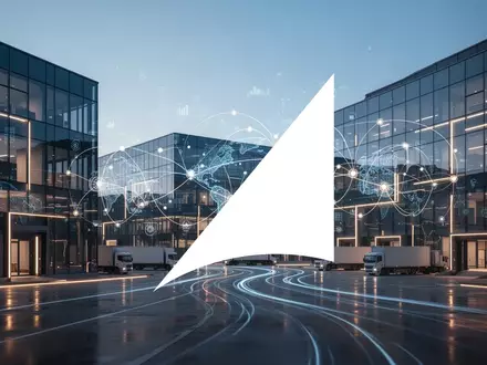 Abstrakte Darstellung eines modernen Logistikzentrums bei Dämmerung als Symbol für Unternehmenswachstum. - Foto: über boerse-global.de