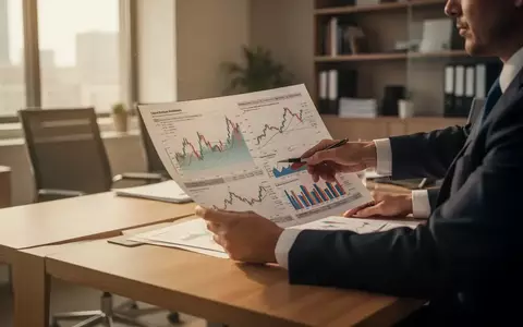 Eine Person im Business-Anzug prüft Finanzdaten an einem modernen Schreibtisch in einem hellen Büro. - Foto: über boerse-global.de
