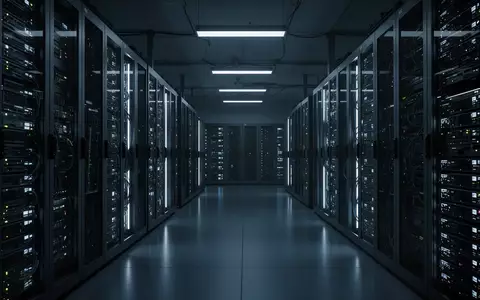 Ein dunkler, moderner Serverraum mit leuchtender Hardware als Symbol für die Risiken künstlicher Intelligenz im Finanzsektor. - Foto: über boerse-global.de