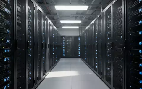 Moderne Serverräume mit leuchtenden Statusleuchten zur Darstellung von Cloud-Infrastruktur und digitaler Sicherheit. - Foto: über boerse-global.de