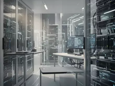 Moderne Server-Infrastruktur in einer minimalistischen Umgebung, die technische Effizienz und Geschwindigkeit symbolisiert. - Foto: über boerse-global.de