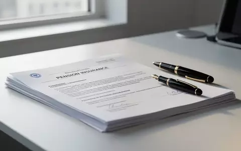 Ein ordentlich aufgeräumter Schreibtisch mit Unterlagen zur Rentenversicherung und einem Füllfederhalter bei Tageslicht. - Foto: über boerse-global.de