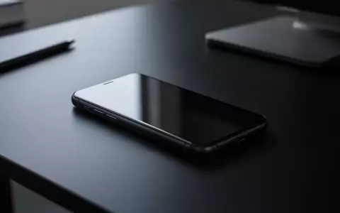Ein dunkles Smartphone auf einem minimalistischen Schreibtisch als Symbol für mobile Cybersicherheit. - Foto: über boerse-global.de