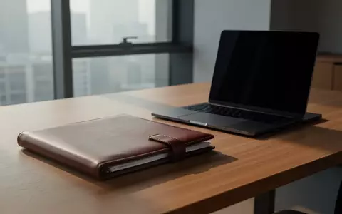 Eine hochwertige Ledermappe für juristische Dokumente auf einem modernen Büroschreibtisch neben einem ausgeschalteten Laptop. - Foto: über boerse-global.de