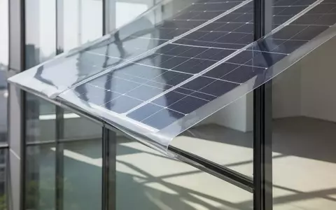 Flexible, transparente Solarfolie in einer modernen Glasfassade bei natürlichem Tageslicht. - Foto: über boerse-global.de