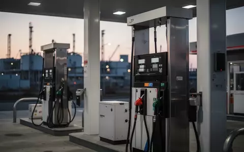 Leere Zapfsäulen an einer modernen Tankstelle bei Dämmerlicht als Symbol für steigende Energie- und Kraftstoffpreise. - Foto: über boerse-global.de