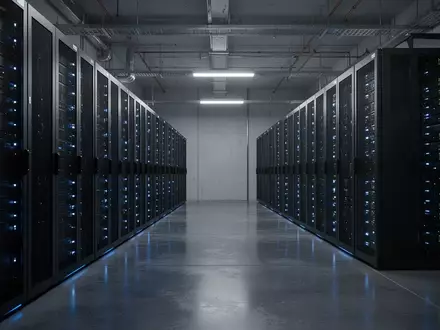 Moderne Serverräume in einem Hochsicherheitsrechenzentrum mit diskreter Beleuchtung. - Foto: über boerse-global.de