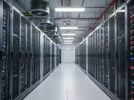 Moderne Server-Racks in einem Rechenzentrum mit technischer Infrastruktur. - Foto: über boerse-global.de