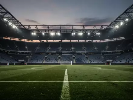 Leeres Fußballstadion in der Dämmerung mit Blick auf die Zuschauerränge. - Foto: über boerse-global.de