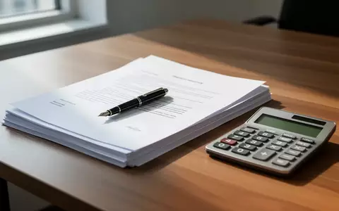Ein minimalistischer Schreibtisch mit Dokumenten, einem Füllfederhalter und einem Taschenrechner bei natürlichem Licht. - Foto: über boerse-global.de