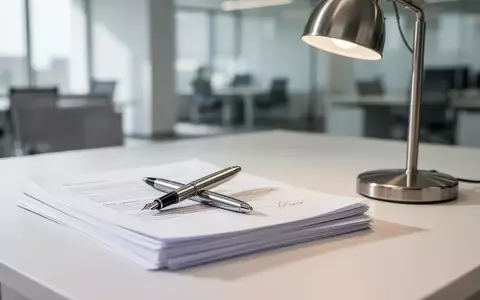 Ein minimalistischer Schreibtisch mit ordentlich gestapelten, leeren Dokumenten und einem Füllfederhalter. - Foto: über boerse-global.de