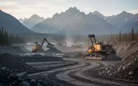 Professionelle Aufnahme einer Goldmine in einer bergigen Landschaft bei natürlichem Morgenlicht. - Foto: über boerse-global.de