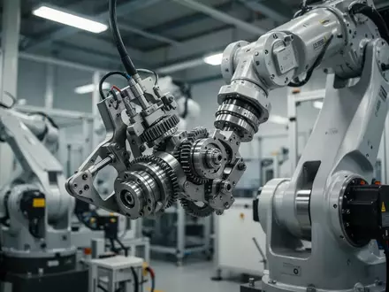 Präzisionsgefertigter Roboterarm in einer modernen Fabrikumgebung mit Fokus auf mechanische Bauteile. - Foto: über boerse-global.de