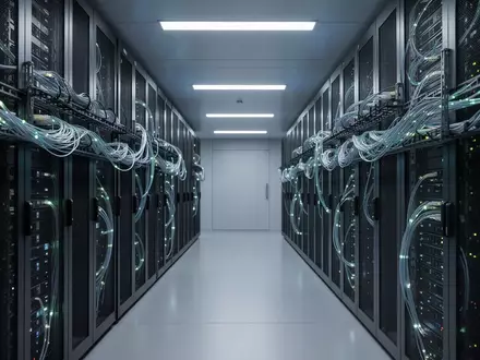 Moderne Server-Infrastruktur mit Glasfaserkabeln in einem Rechenzentrum als Symbol für digitale Finanzplattformen. - Foto: über boerse-global.de