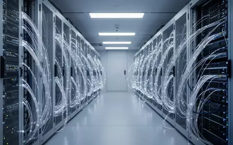 Moderne Serveranlage mit leuchtenden Glasfaserkabeln und Server-Racks in einem professionellen Rechenzentrum. - Foto: über boerse-global.de