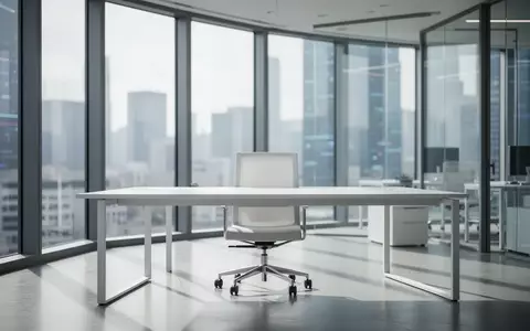 Ein leerer, minimalistischer Büroarbeitsplatz in einem modernen Firmengebäude bei natürlichem Lichteinfall. - Foto: über boerse-global.de