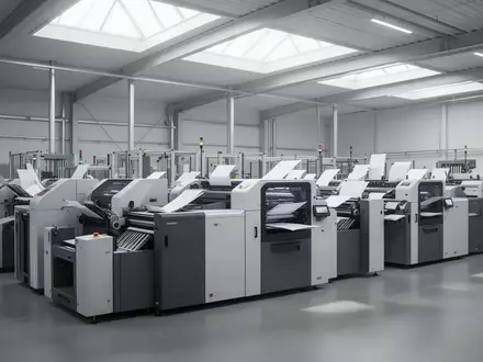 Moderne, automatisierte Postverarbeitungsanlage in einem hellen, leeren Industrieraum ohne sichtbare Personen oder Text. - Foto: über boerse-global.de