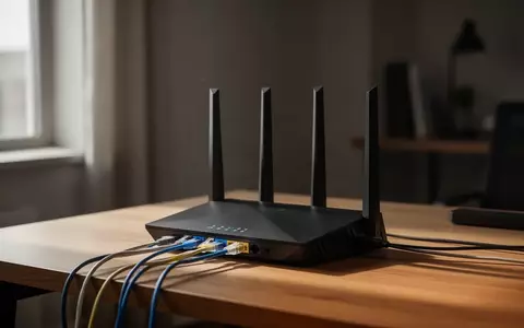 Moderner WLAN-Router auf einem Schreibtisch in einem Büro mit natürlichem Licht. - Foto: über boerse-global.de