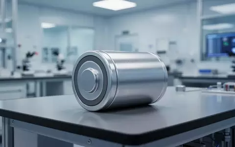 Eine einzelne zylindrische Natrium-Ionen-Batteriezelle auf einem industriellen Labortisch in einer sauberen Umgebung. - Foto: über boerse-global.de