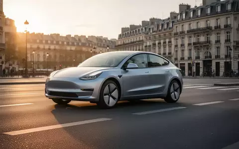 Ein modernes Elektroauto steht auf einer leeren europäischen Stadtstraße bei Sonnenuntergang. - Foto: über boerse-global.de