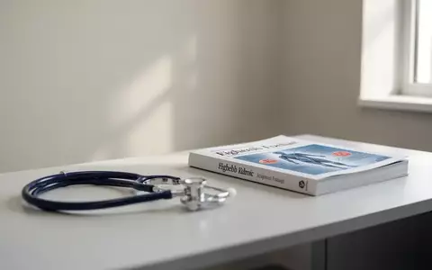 Ein minimalistisches, helles Behandlungszimmer mit einem Stethoskop auf einem weißen Schreibtisch in einer medizinischen Praxis. - Foto: über boerse-global.de