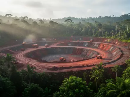 Eine weitläufige Kupfermine in einer tropischen Berglandschaft auf Bougainville. - Foto: über boerse-global.de