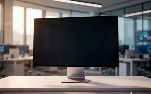 Ein moderner, minimalistischer Arbeitsplatz mit einem ausgeschalteten Computermonitor in einem hellen Büro. - Foto: über boerse-global.de