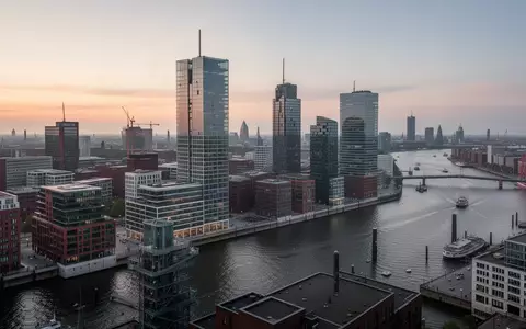 Die Hamburger Skyline bei Dämmerung mit Fokus auf die moderne Architektur der HafenCity und die Elbe. - Foto: über boerse-global.de