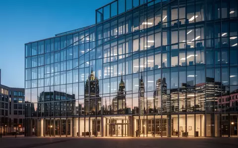Moderne Glasfassade eines Bürogebäudes in der Abenddämmerung als Symbol für Stabilität und wirtschaftliche Offenheit. - Foto: über boerse-global.de