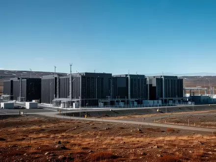 Ein modernes Rechenzentrum in einer industriellen Umgebung unter blauem Himmel, ohne sichtbare Personen oder Beschriftungen. - Foto: über boerse-global.de