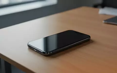 Ein Smartphone liegt auf einem Schreibtisch vor einem unscharfen Bürohintergrund, das Display ist dunkel. - Foto: über boerse-global.de