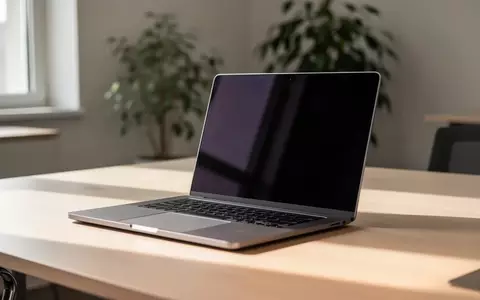 Ein moderner Laptop auf einem minimalistischen Schreibtisch in einem hellen Bürogebäude bei Tageslicht. - Foto: über boerse-global.de
