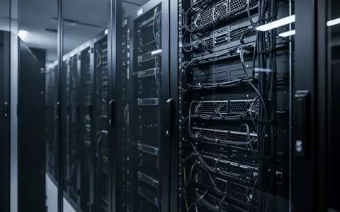 Moderne Serverinfrastruktur in einem klimatisierten Rechenzentrum mit blauer Beleuchtung. - Foto: über boerse-global.de